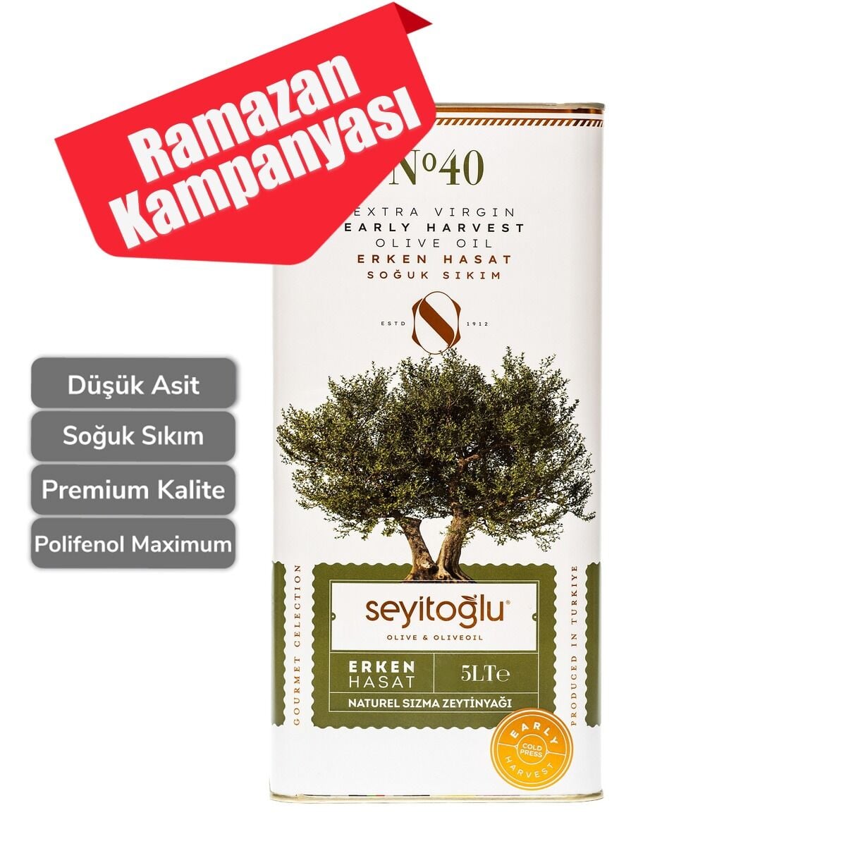 Erken Hasat Premium Soğuk Sıkım Natural Sızma                                                  5 lt