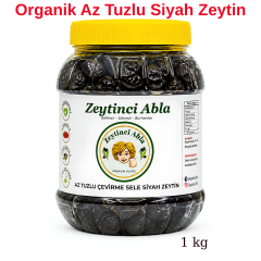 Organik(Yeni Sezon)  Az tuzlu-tuzsuz Yağlı Sele Çevirme Siyah Zeytin  1000 gr