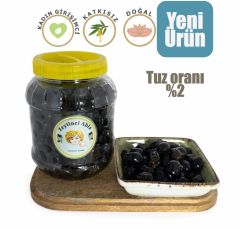 Organik(Yeni Sezon)  Az tuzlu-tuzsuz Yağlı Sele Çevirme Siyah Zeytin  1000 gr